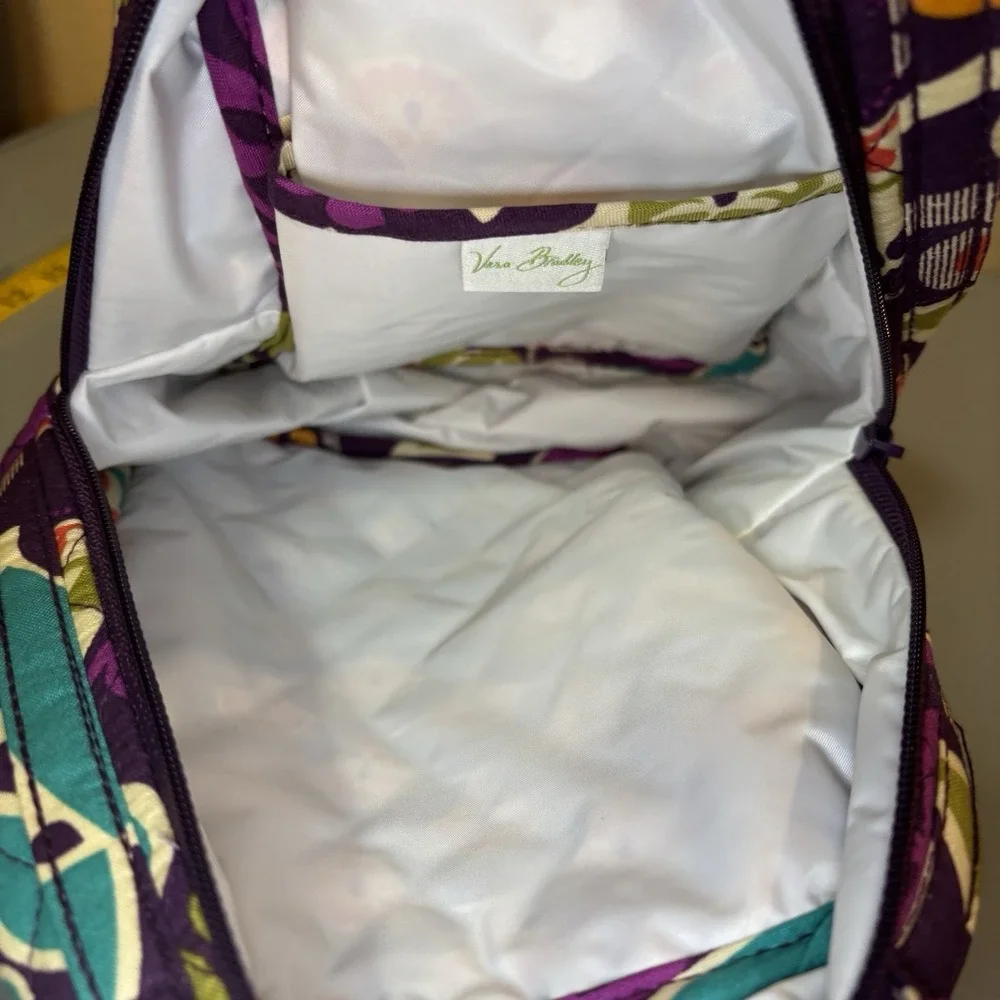 Vera Bradley Plum Crazy Purple Lunch Bag snack plastic lined exterior ID Holder